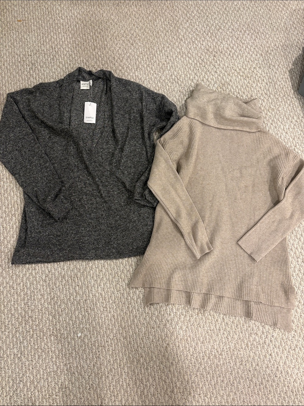 Simple Dual Sweater Set in Charcoal and Taupe